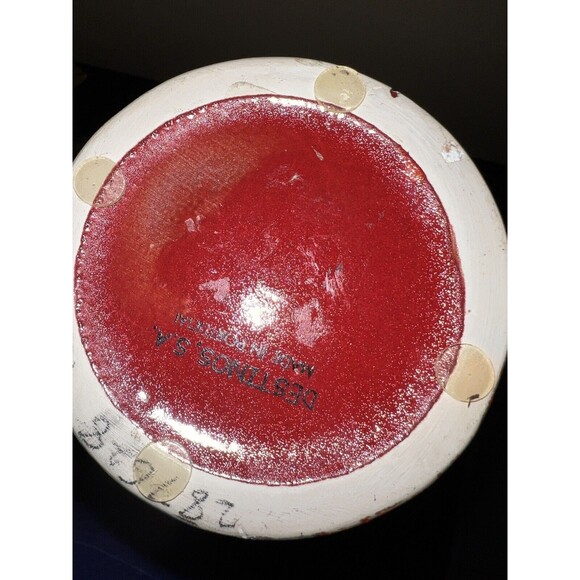 Destinos S.A. Portugal Red Grey Speckled Round Flower Vase Pottery Mid Century - Picture 5 of 5